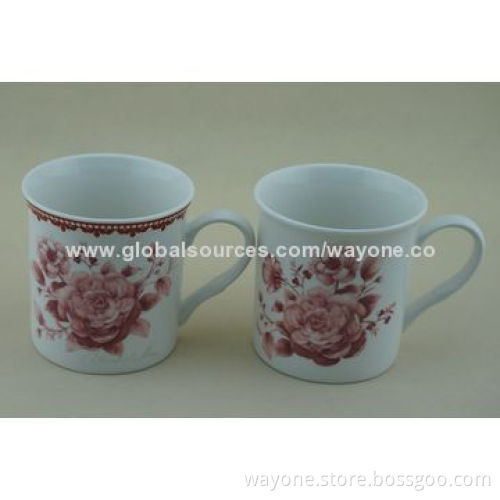 4-piece Vintage Design 9oz Porcelain Mugs in Gift Box, Fine China Food and Dishwasher Safe, New 2014
